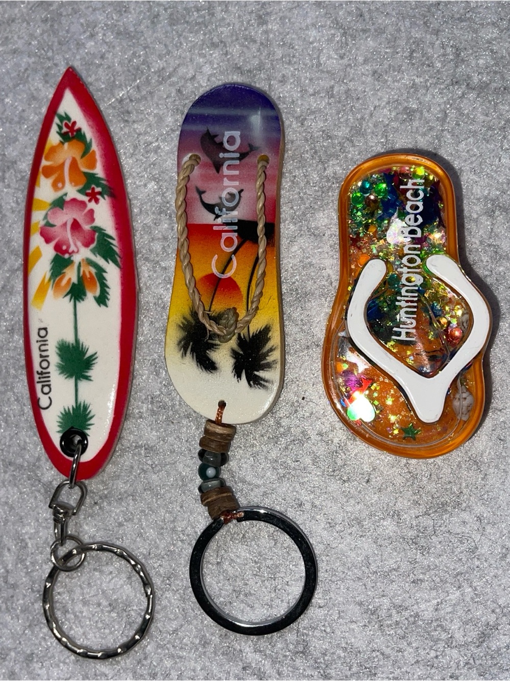Lot of 3 NEW CALIFORNIA Magnets/Keychains Surfboard Flip Flop